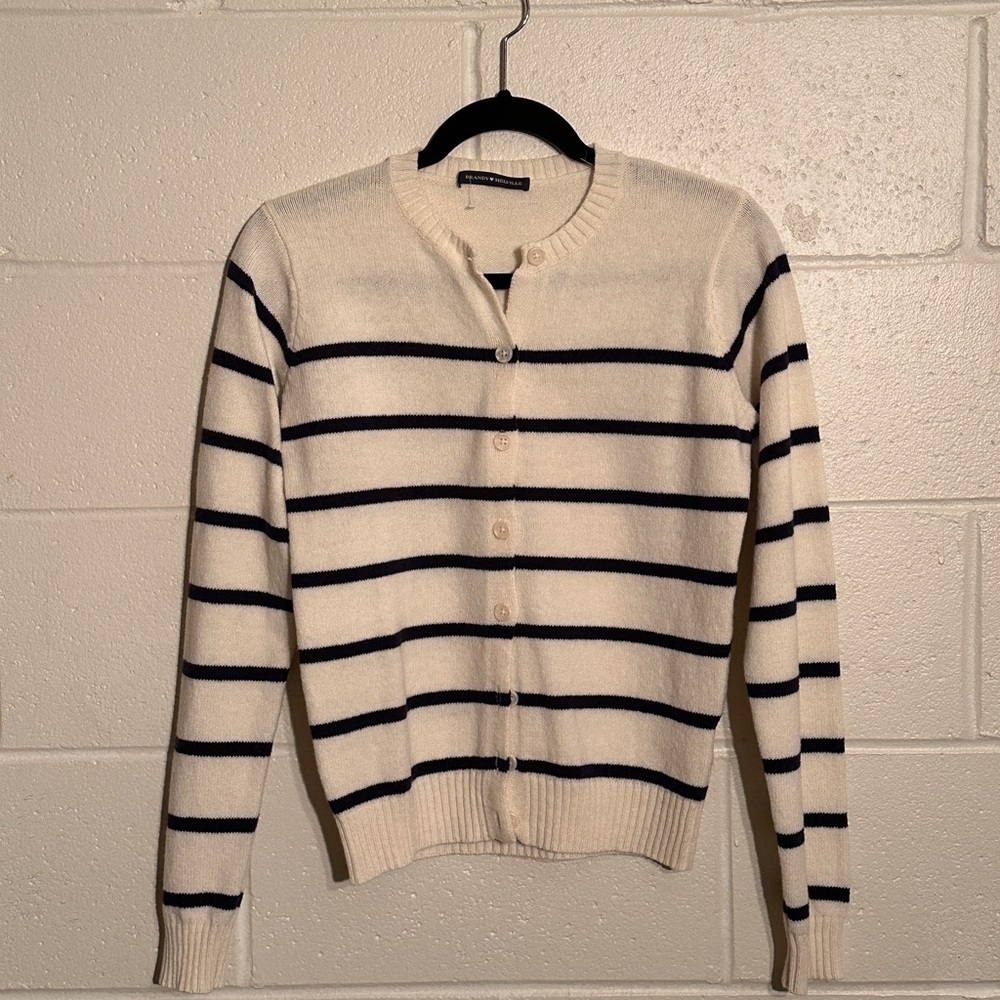 Brandy Melville Cream and Navy Cardigan with Stripes